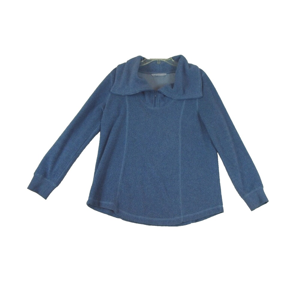 Hugs from Soft Surroundings Womens Zip Fleece Pullover Quarter Zip Size L Blue‎